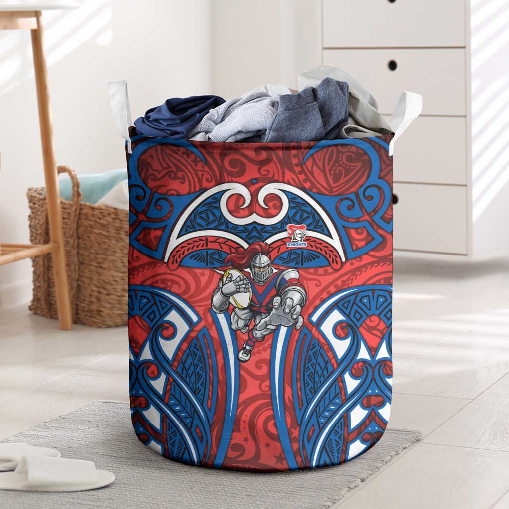 Newcastle Knights Rugby Laundry Basket Polynesian Tribal Knight Warrior Red Blue Pattern