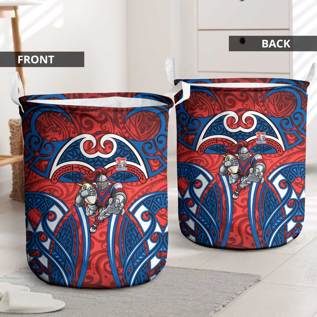Newcastle Knights Rugby Laundry Basket Polynesian Tribal Knight Warrior Red Blue Pattern