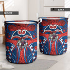 Newcastle Knights Rugby Laundry Basket Polynesian Tribal Knight Warrior Red Blue Pattern
