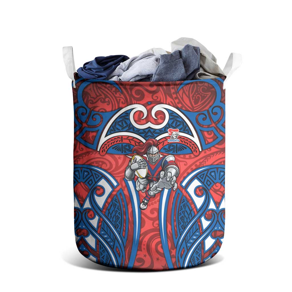 Newcastle Knights Rugby Laundry Basket Polynesian Tribal Knight Warrior Red Blue Pattern