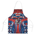 Newcastle Knights Rugby Apron Polynesian Tribal Knight Warrior Red Blue Pattern