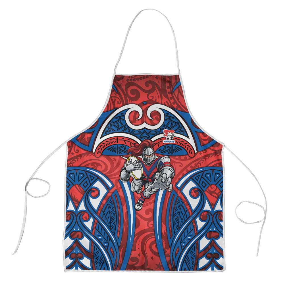 Newcastle Knights Rugby Apron Polynesian Tribal Knight Warrior Red Blue Pattern