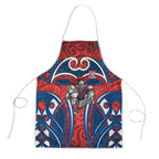Newcastle Knights Rugby Apron Polynesian Tribal Knight Warrior Red Blue Pattern