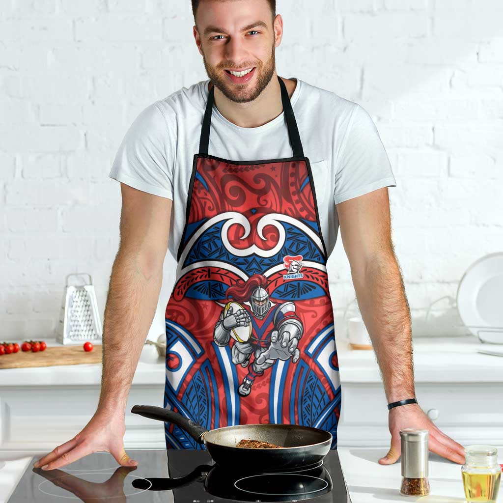 Newcastle Knights Rugby Apron Polynesian Tribal Knight Warrior Red Blue Pattern