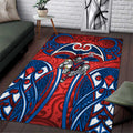 Newcastle Knights Rugby Area Rug Polynesian Tribal Knight Warrior Red Blue Pattern