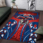Newcastle Knights Rugby Area Rug Polynesian Tribal Knight Warrior Red Blue Pattern