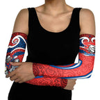 Newcastle Knights Rugby Arm Sleeves Polynesian Tribal Knight Warrior Red Blue Pattern
