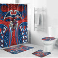 Newcastle Knights Rugby Bathroom Set Polynesian Tribal Knight Warrior Red Blue Pattern