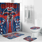 Newcastle Knights Rugby Bathroom Set Polynesian Tribal Knight Warrior Red Blue Pattern