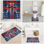 Newcastle Knights Rugby Bathroom Set Polynesian Tribal Knight Warrior Red Blue Pattern