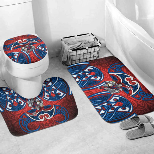 Newcastle Knights Rugby Bathroom Set Polynesian Tribal Knight Warrior Red Blue Pattern