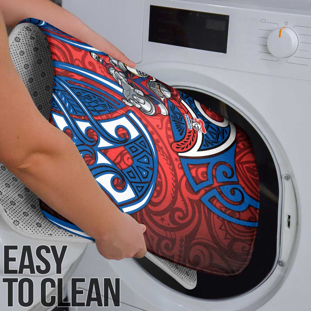 Newcastle Knights Rugby Bathroom Set Polynesian Tribal Knight Warrior Red Blue Pattern