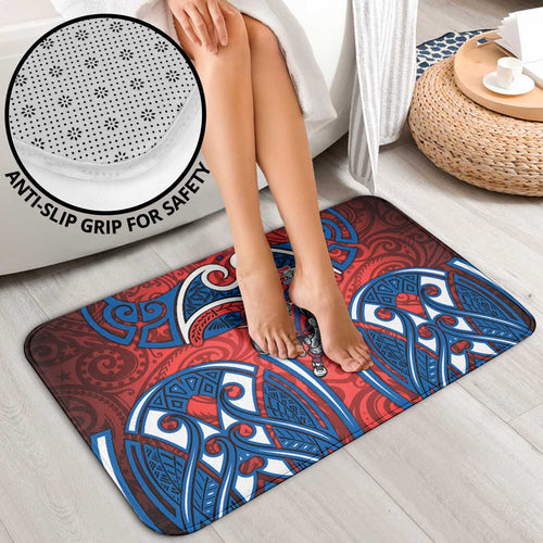 Newcastle Knights Rugby Bathroom Set Polynesian Tribal Knight Warrior Red Blue Pattern