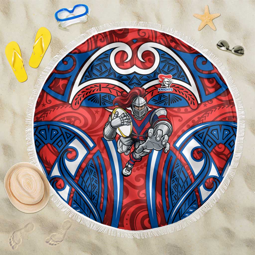 Newcastle Knights Rugby Beach Blanket Polynesian Tribal Knight Warrior Red Blue Pattern
