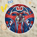 Newcastle Knights Rugby Beach Blanket Polynesian Tribal Knight Warrior Red Blue Pattern