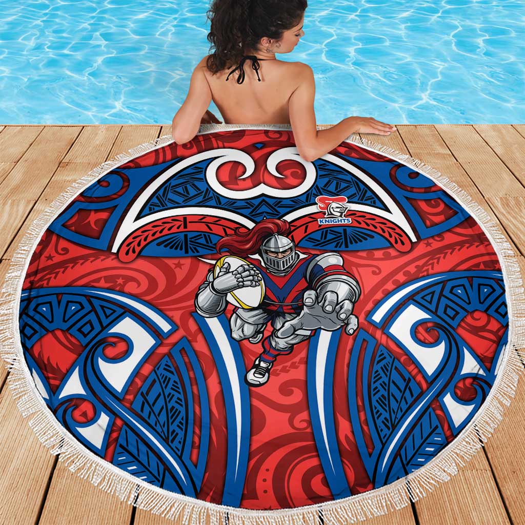 Newcastle Knights Rugby Beach Blanket Polynesian Tribal Knight Warrior Red Blue Pattern