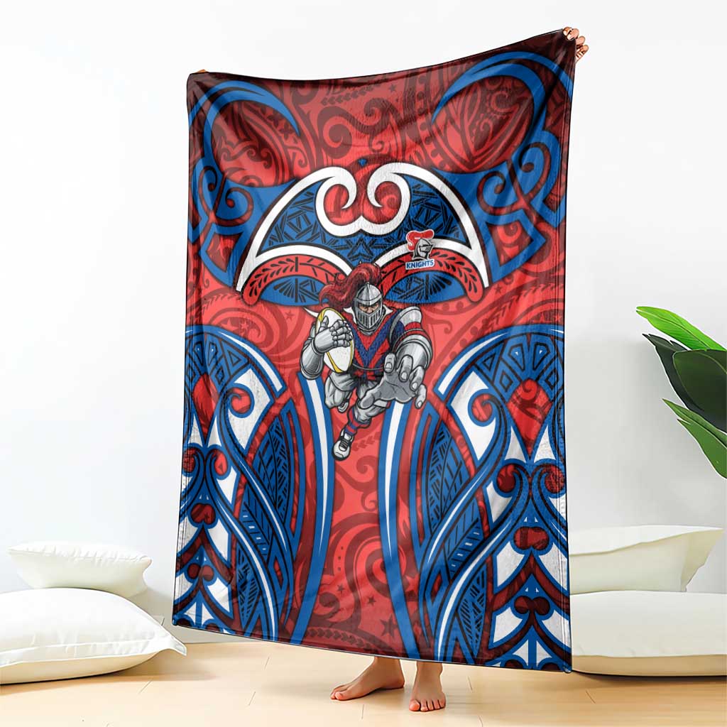 Newcastle Knights Rugby Blanket Polynesian Tribal Knight Warrior Red Blue Pattern
