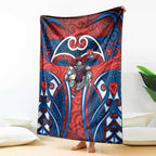 Newcastle Knights Rugby Blanket Polynesian Tribal Knight Warrior Red Blue Pattern
