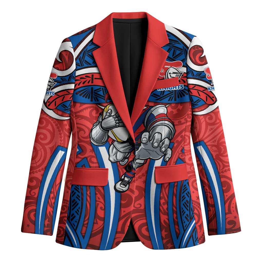 Newcastle Knights Rugby Blazer Polynesian Tribal Knight Warrior Red Blue Pattern