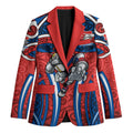 Newcastle Knights Rugby Blazer Polynesian Tribal Knight Warrior Red Blue Pattern