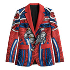 Newcastle Knights Rugby Blazer Polynesian Tribal Knight Warrior Red Blue Pattern