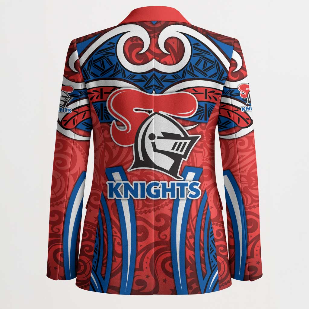 Newcastle Knights Rugby Blazer Polynesian Tribal Knight Warrior Red Blue Pattern