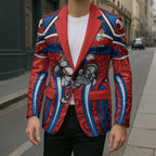 Newcastle Knights Rugby Blazer Polynesian Tribal Knight Warrior Red Blue Pattern