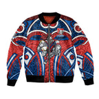 Newcastle Knights Rugby Bomber Jacket Polynesian Tribal Knight Warrior Red Blue Pattern