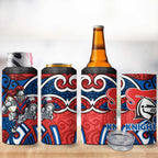 Newcastle Knights Rugby 4 in 1 Can Cooler Tumbler Polynesian Tribal Knight Warrior Red Blue Pattern