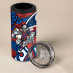Newcastle Knights Rugby 4 in 1 Can Cooler Tumbler Polynesian Tribal Knight Warrior Red Blue Pattern