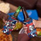 Newcastle Knights Rugby 4 in 1 Can Cooler Tumbler Polynesian Tribal Knight Warrior Red Blue Pattern
