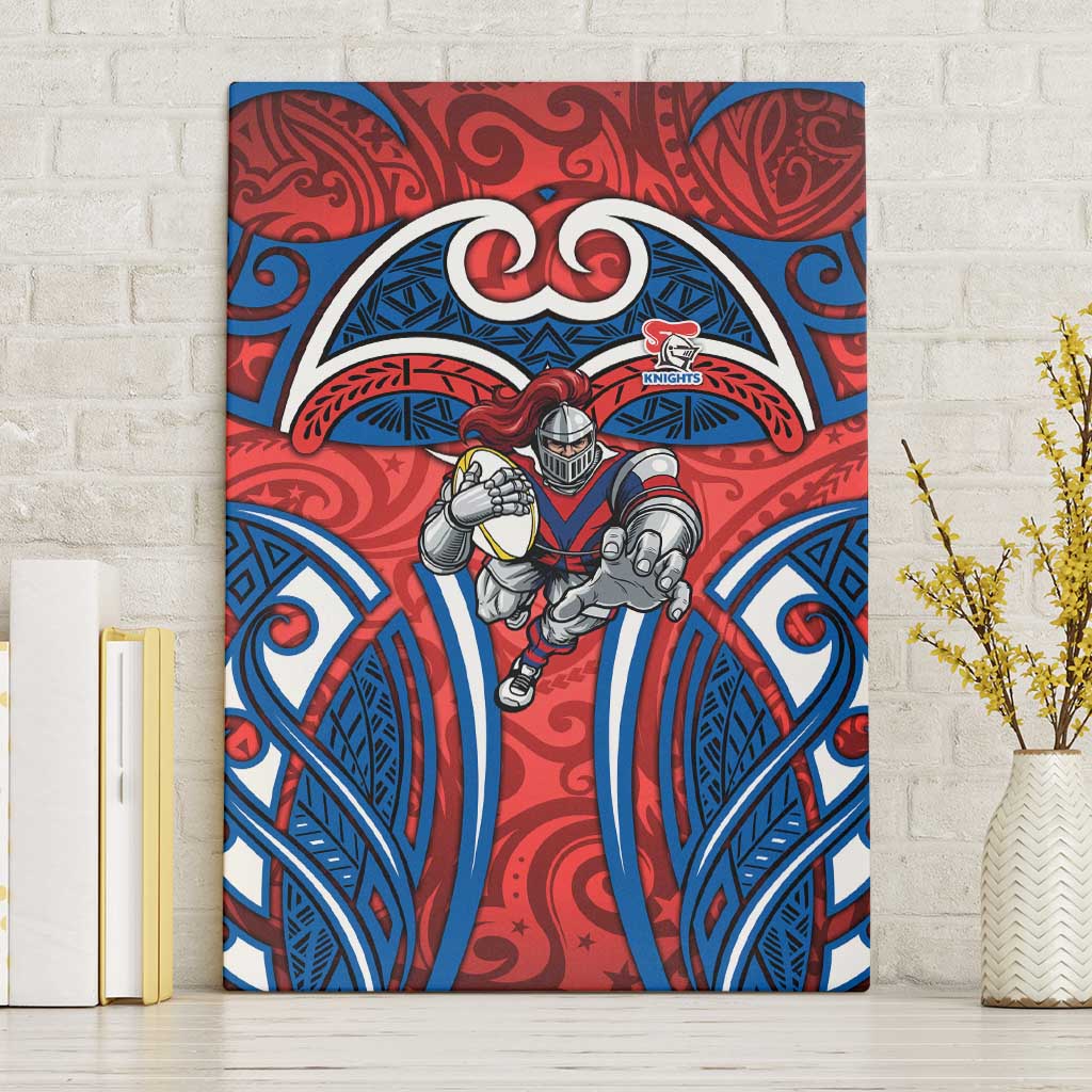 Newcastle Knights Rugby Canvas Wall Art Polynesian Tribal Knight Warrior Red Blue Pattern