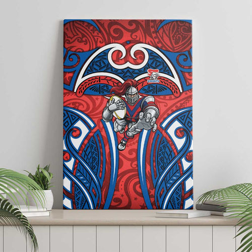 Newcastle Knights Rugby Canvas Wall Art Polynesian Tribal Knight Warrior Red Blue Pattern