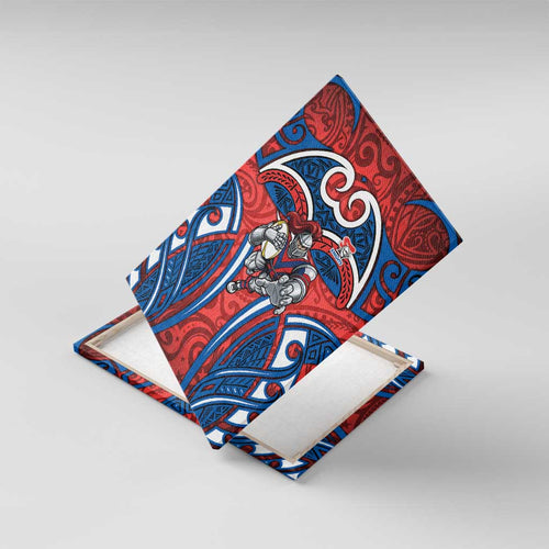 Newcastle Knights Rugby Canvas Wall Art Polynesian Tribal Knight Warrior Red Blue Pattern