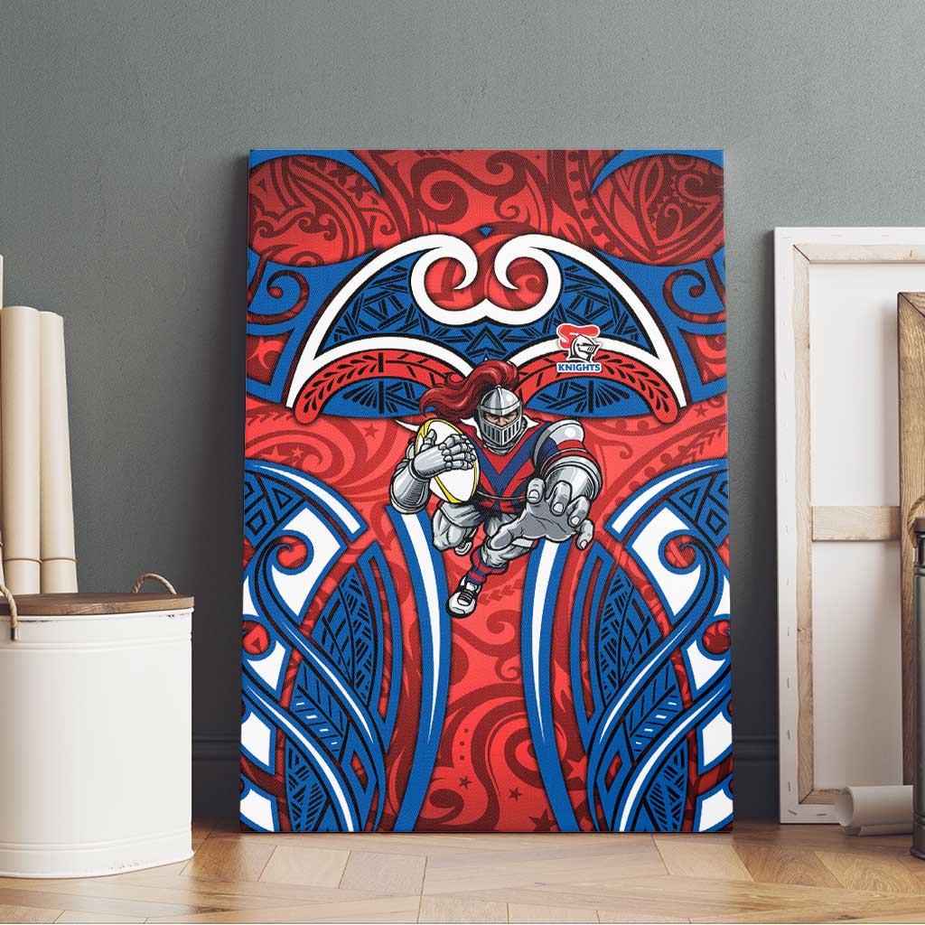 Newcastle Knights Rugby Canvas Wall Art Polynesian Tribal Knight Warrior Red Blue Pattern