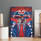 Newcastle Knights Rugby Canvas Wall Art Polynesian Tribal Knight Warrior Red Blue Pattern