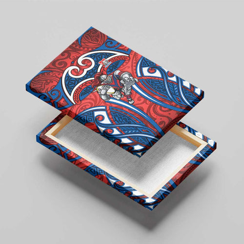 Newcastle Knights Rugby Canvas Wall Art Polynesian Tribal Knight Warrior Red Blue Pattern