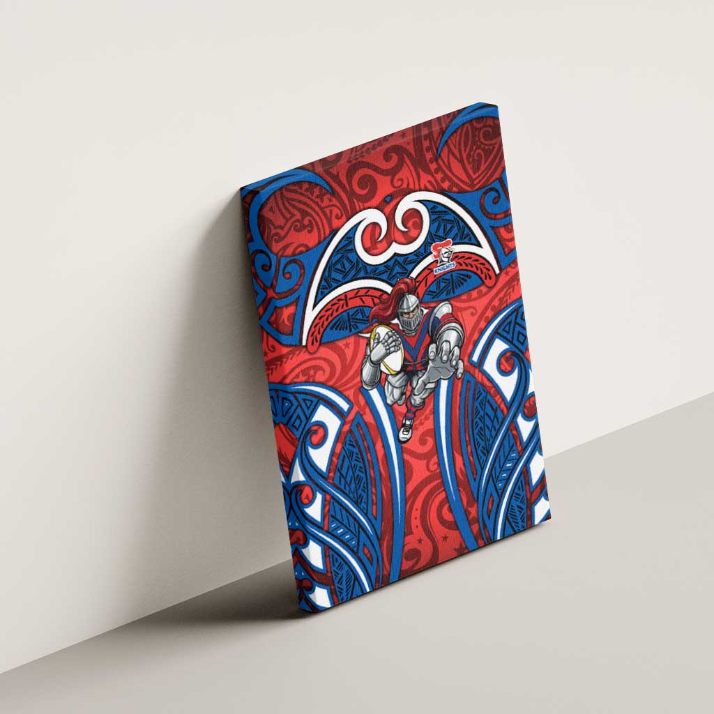 Newcastle Knights Rugby Canvas Wall Art Polynesian Tribal Knight Warrior Red Blue Pattern