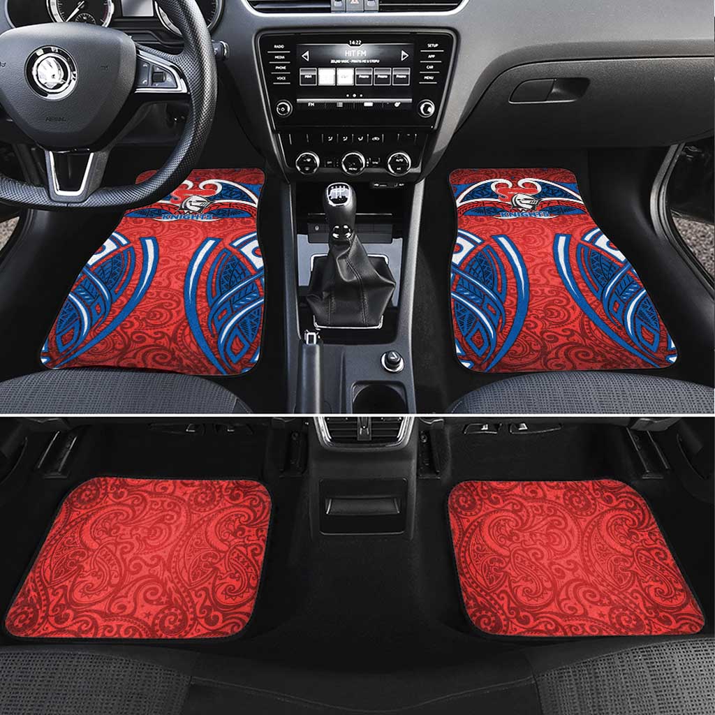 Newcastle Knights Rugby Car Mats Polynesian Tribal Knight Warrior Red Blue Pattern