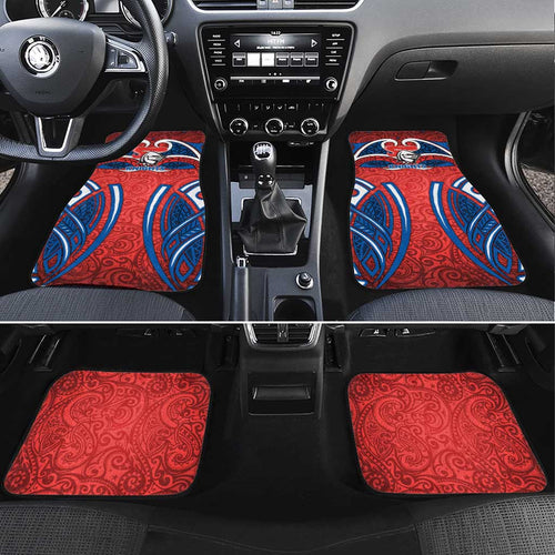 Newcastle Knights Rugby Car Mats Polynesian Tribal Knight Warrior Red Blue Pattern