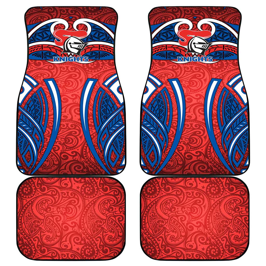 Newcastle Knights Rugby Car Mats Polynesian Tribal Knight Warrior Red Blue Pattern