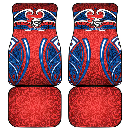 Newcastle Knights Rugby Car Mats Polynesian Tribal Knight Warrior Red Blue Pattern
