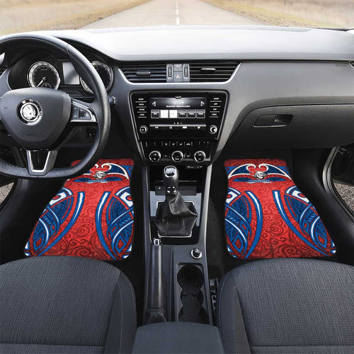 Newcastle Knights Rugby Car Mats Polynesian Tribal Knight Warrior Red Blue Pattern