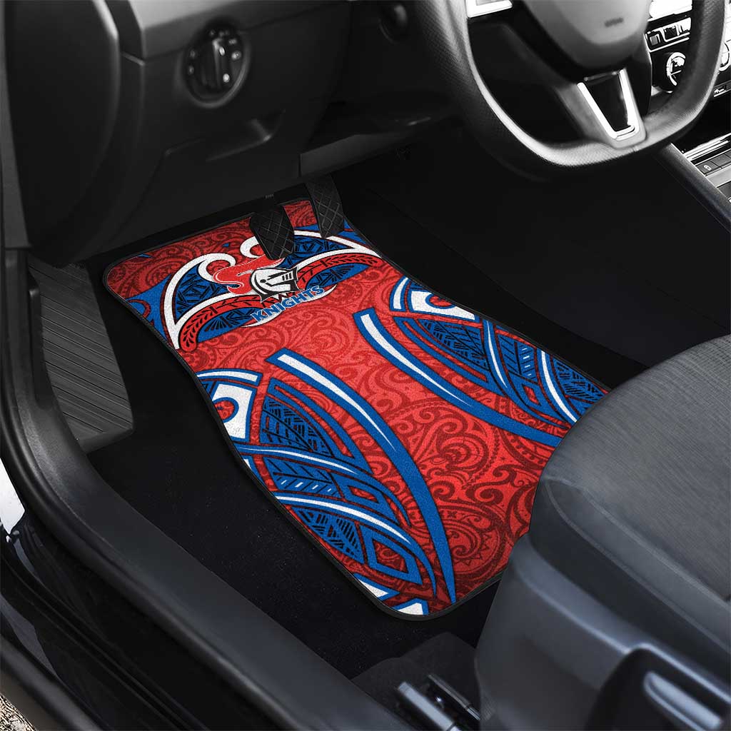 Newcastle Knights Rugby Car Mats Polynesian Tribal Knight Warrior Red Blue Pattern