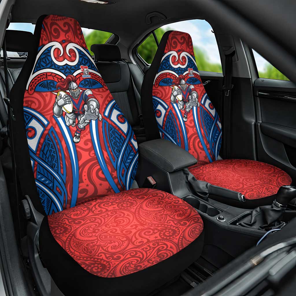 Newcastle Knights Rugby Car Seat Cover Polynesian Tribal Knight Warrior Red Blue Pattern