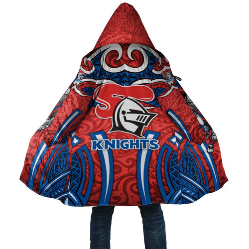 Newcastle Knights Rugby Cloak Polynesian Tribal Knight Warrior Red Blue Pattern