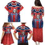 Newcastle Knights Rugby Family Matching Puletasi and Hawaiian Shirt Polynesian Tribal Knight Warrior Red Blue Pattern
