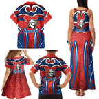 Newcastle Knights Rugby Family Matching Tank Maxi Dress and Hawaiian Shirt Polynesian Tribal Knight Warrior Red Blue Pattern