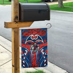 Newcastle Knights Rugby Garden Flag Polynesian Tribal Knight Warrior Red Blue Pattern