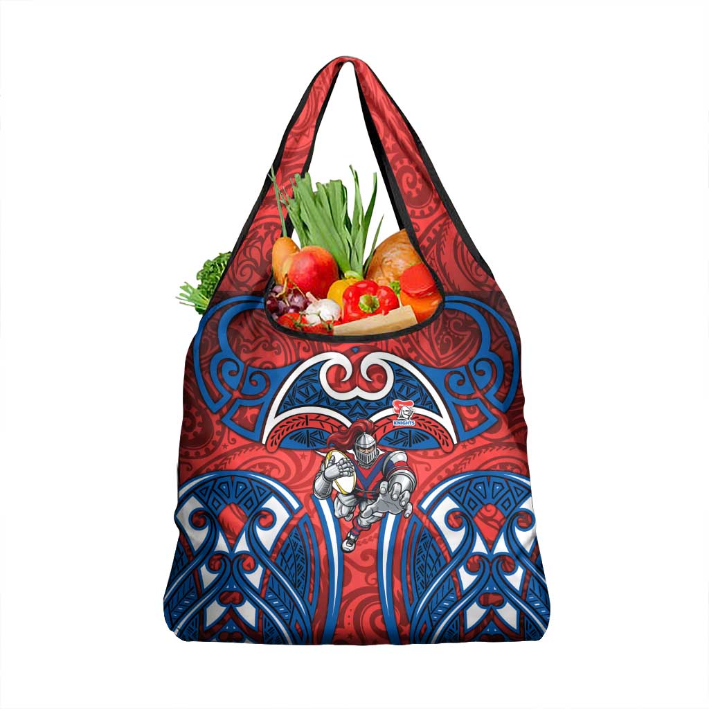 Newcastle Knights Rugby Grocery Bag Polynesian Tribal Knight Warrior Red Blue Pattern